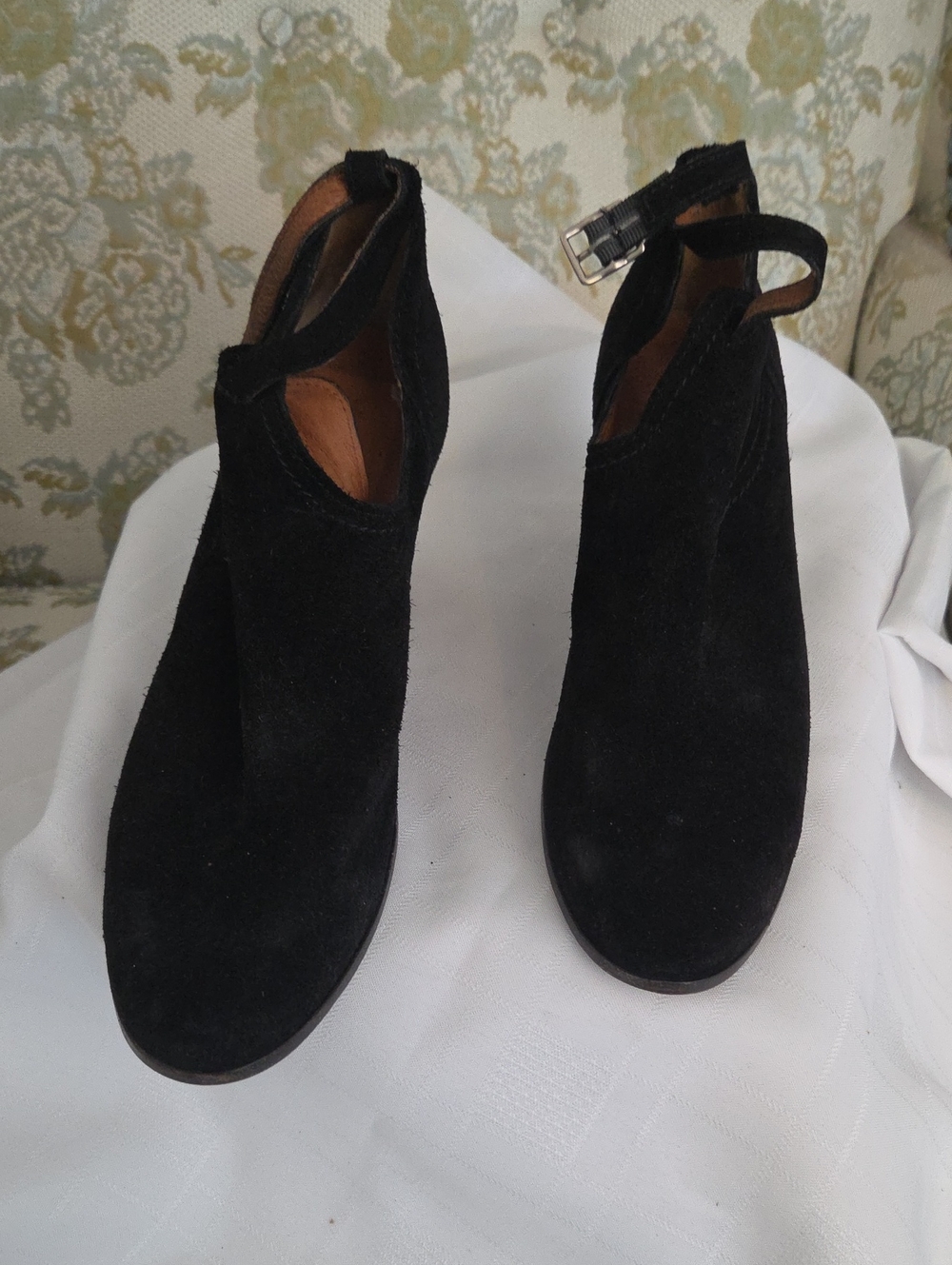 Fyre Black Suede Ankle Boots with Buckle Strap - Women